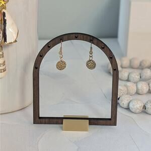 Dainty Vintage 1980s Pierced Gold-Tone Textured Tiny Disc Dangle Earrings